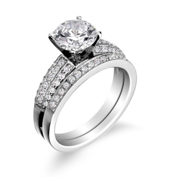 Engagement Ring with Wedding Band in 925 Sterling Silver Jewelry